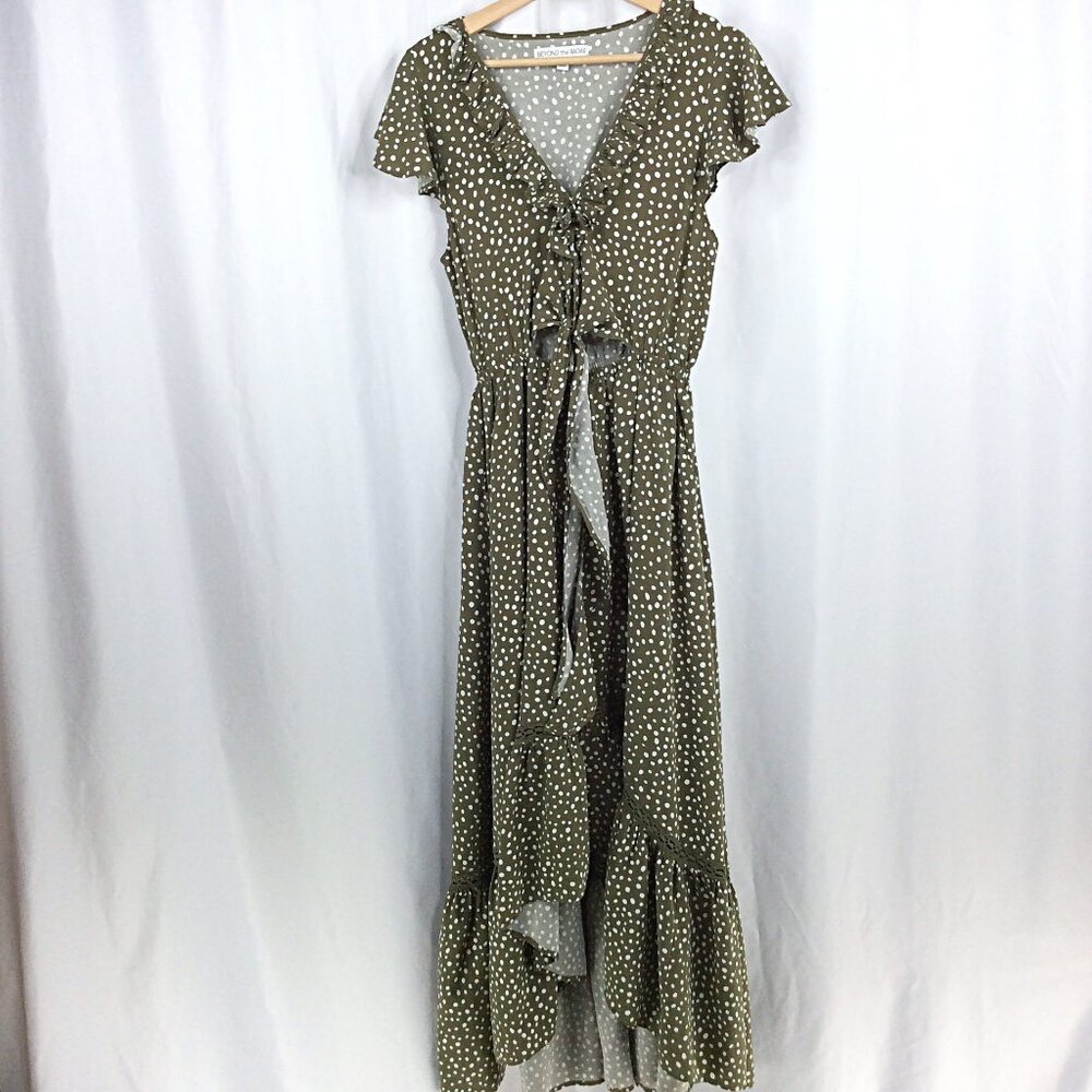 Beyond the Radar Women's Dress Size Medium Ruffle Hi Low Hem Boho‎ Flowy Maxi